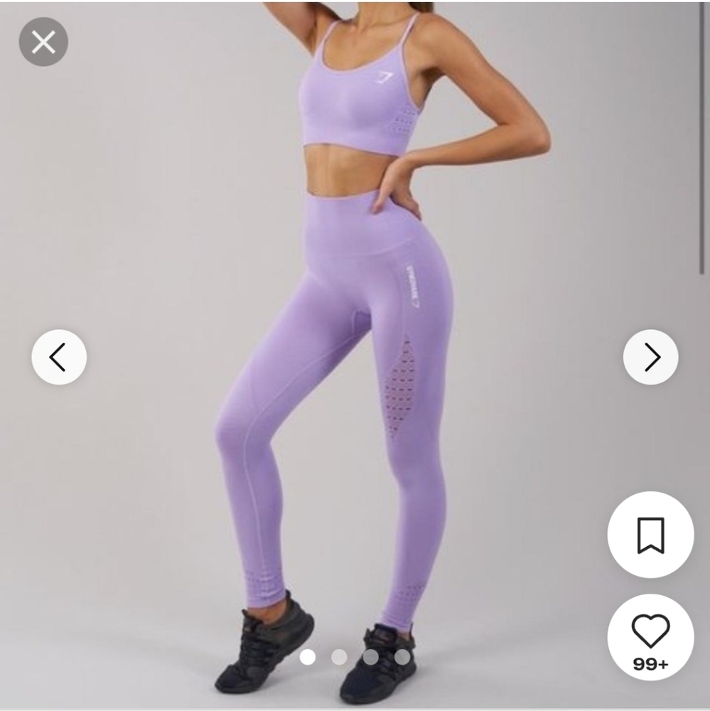 Gymshark Lavender energy Seamless Leggings and Sports Bra Set